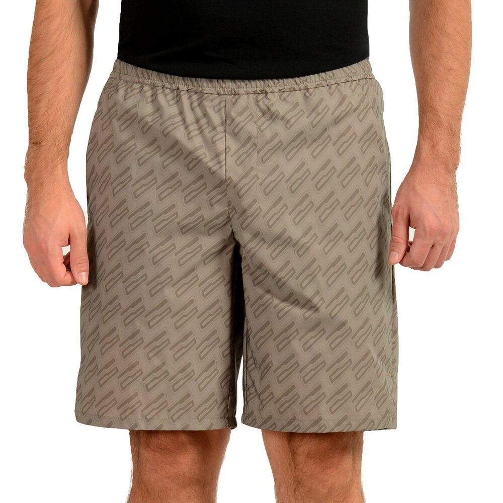 Hugo Boss Men's "S-Game Long Print" Geometric Print Swim Board Shorts US M IT 50